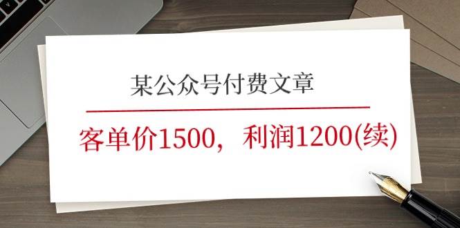 某公众号付费文章《客单价1500，利润1200(续)》市场几乎可以说是空白的燚龙网创-网创项目资源站-副业项目-创业项目-网赚项目燚龙网创