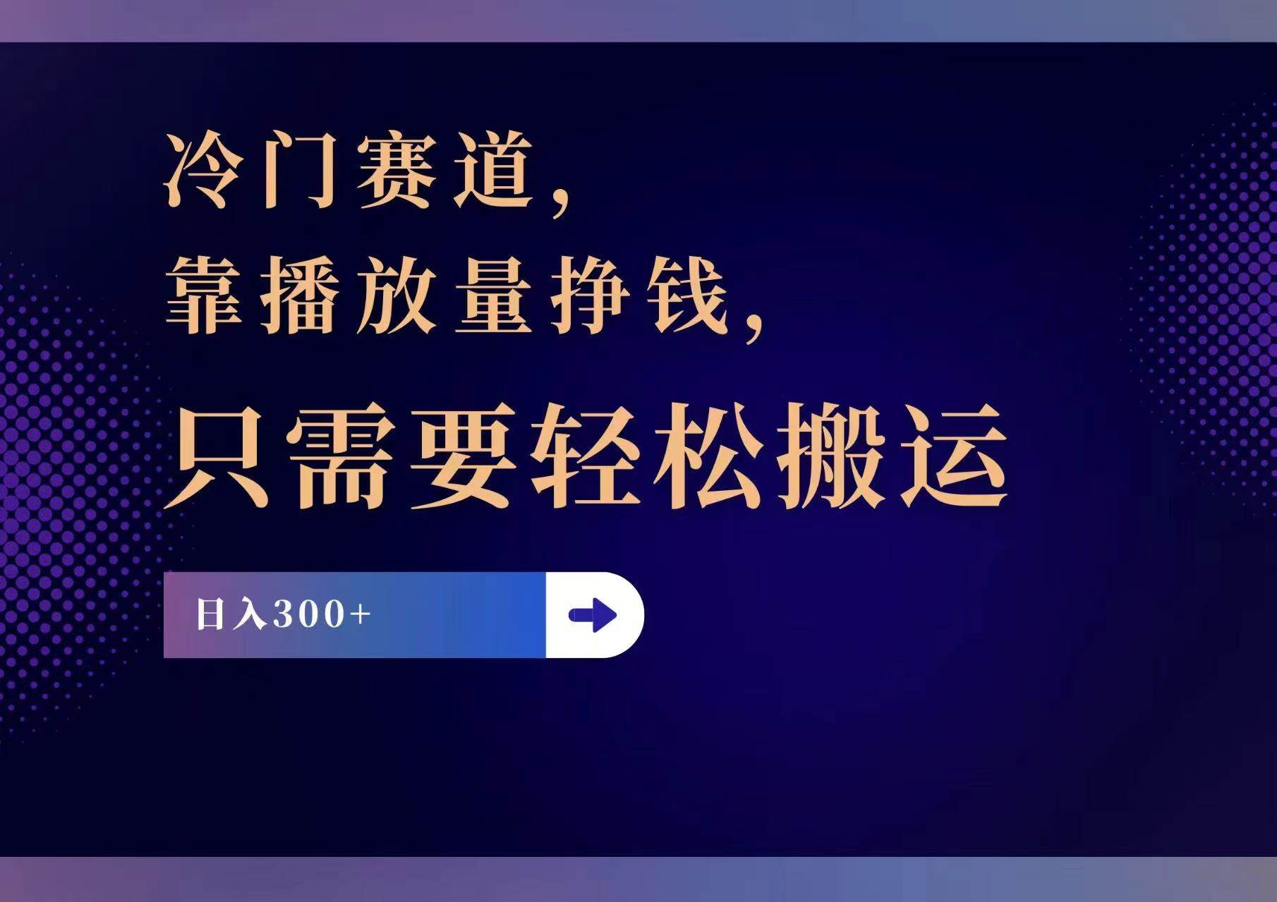 冷门赛道，靠播放量挣钱，只需要轻松搬运，日赚300+燚龙网创-网创项目资源站-副业项目-创业项目-网赚项目燚龙网创
