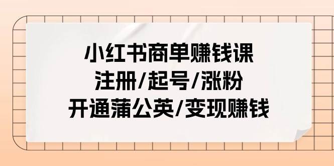 小红书商单赚钱课：注册/起号/涨粉/开通蒲公英/变现赚钱（25节课）燚龙网创-网创项目资源站-副业项目-创业项目-网赚项目燚龙网创