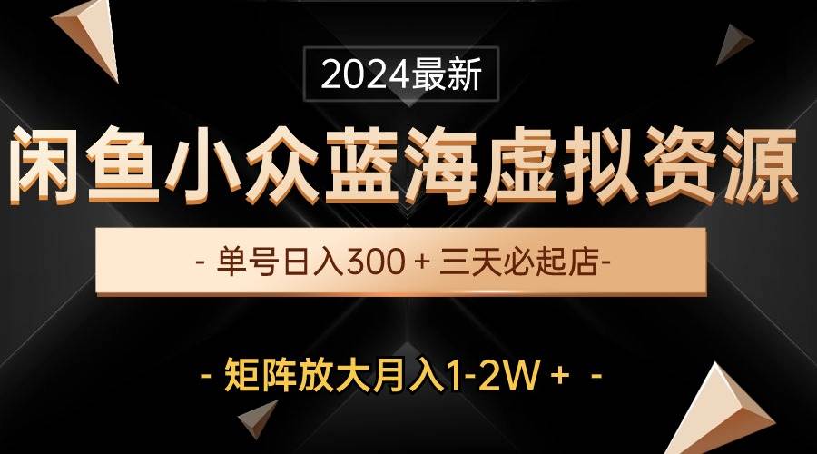 最新闲鱼小众蓝海虚拟资源，单号日入300＋，三天必起店，矩阵放大月入1-2W燚龙网创-网创项目资源站-副业项目-创业项目-网赚项目燚龙网创