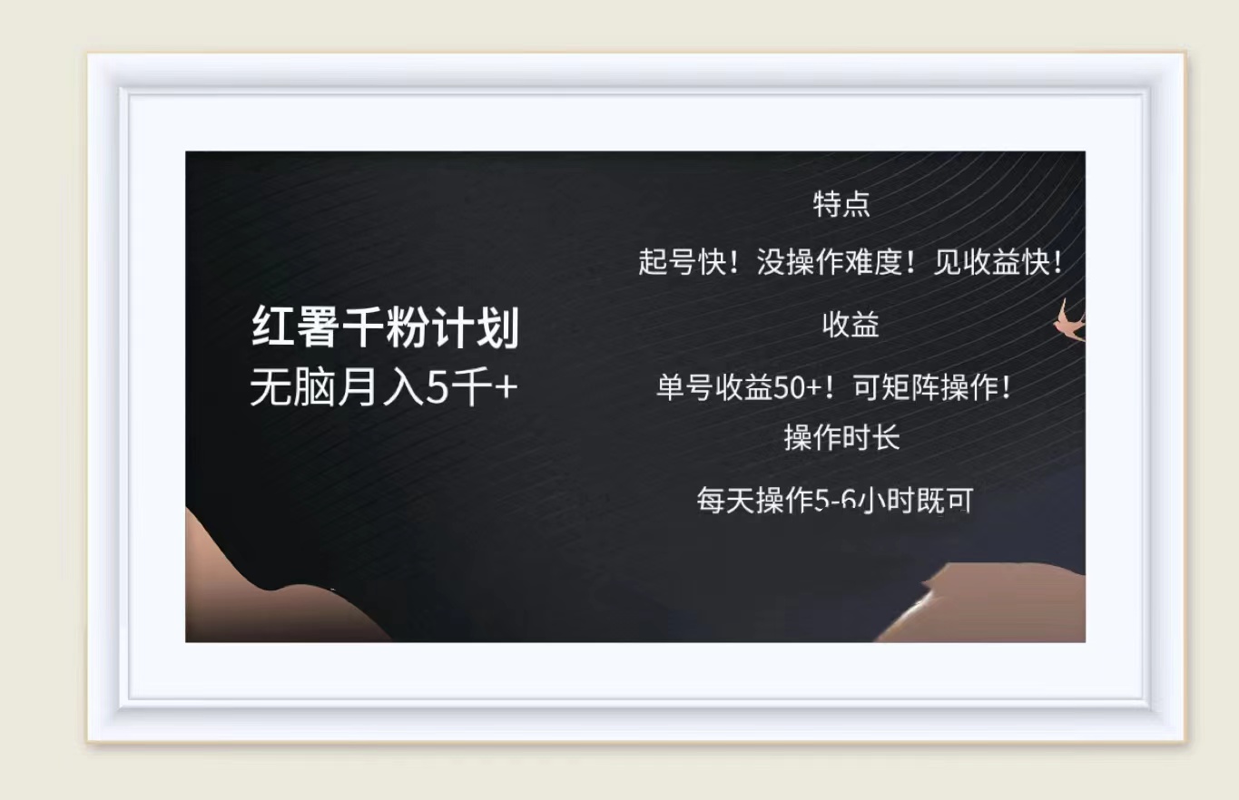 红薯千粉计划无脑月入5千➕！既做既赚！燚龙网创-网创项目资源站-副业项目-创业项目-网赚项目燚龙网创
