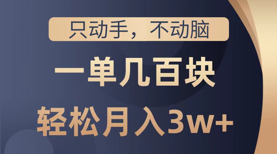 只动手不动脑，一单几百块，轻松月入2w+，看完就能直接操作，详细教程燚龙网创-网创项目资源站-副业项目-创业项目-网赚项目燚龙网创