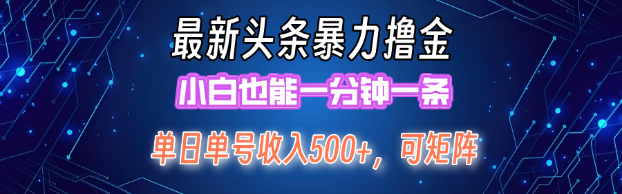 最新头条撸金，小白也能一分钟一条燚龙网创-网创项目资源站-副业项目-创业项目-网赚项目燚龙网创