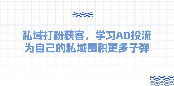 某收费课：私域打粉获客，学习AD投流，为自己的私域囤积更多子弹燚龙网创-网创项目资源站-副业项目-创业项目-网赚项目燚龙网创