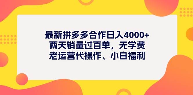 最新拼多多项目日入4000+两天销量过百单，无学费、老运营代操作、小白福利燚龙网创-网创项目资源站-副业项目-创业项目-网赚项目燚龙网创