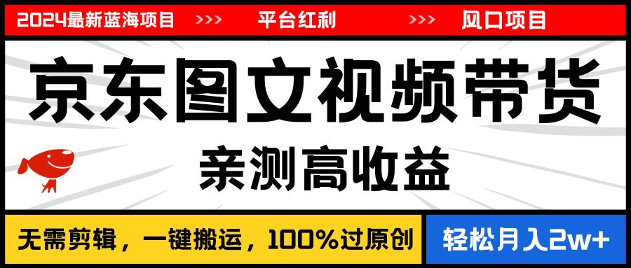 2024最新蓝海项目，逛逛京东图文视频带货，无需剪辑，月入20000+燚龙网创-网创项目资源站-副业项目-创业项目-网赚项目燚龙网创