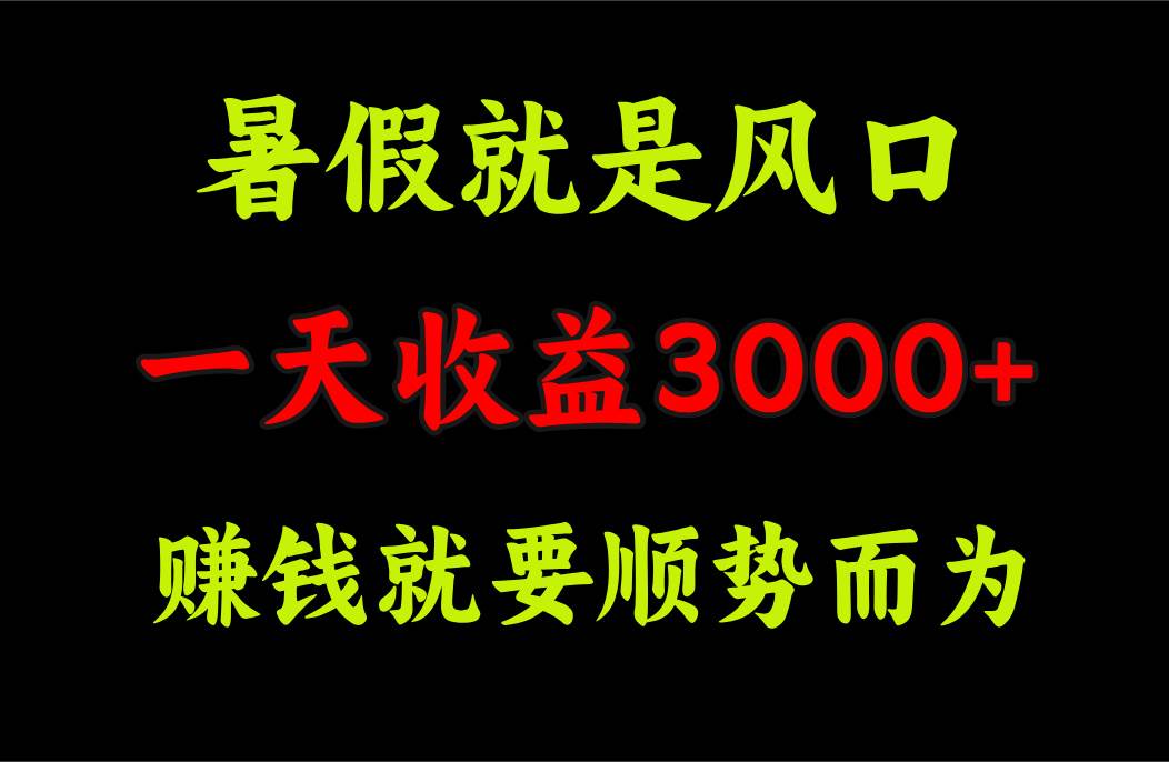 一天收益3000+ 赚钱就是顺势而为，暑假就是风口燚龙网创-网创项目资源站-副业项目-创业项目-网赚项目燚龙网创