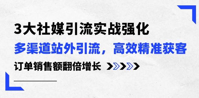 3大社媒引流实操强化，多渠道站外引流/高效精准获客/订单销售额翻倍增长燚龙网创-网创项目资源站-副业项目-创业项目-网赚项目燚龙网创