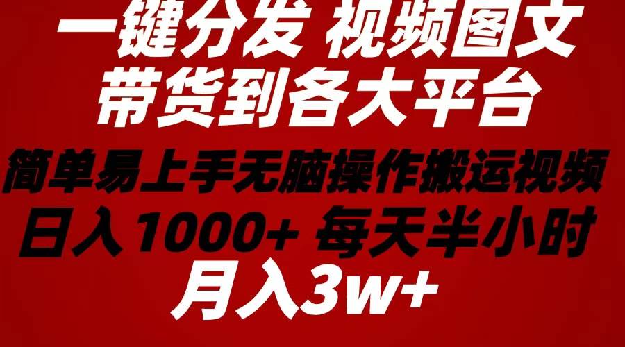 2024年 一键分发带货图文视频  简单易上手 无脑赚收益 每天半小时日入1…燚龙网创-网创项目资源站-副业项目-创业项目-网赚项目燚龙网创