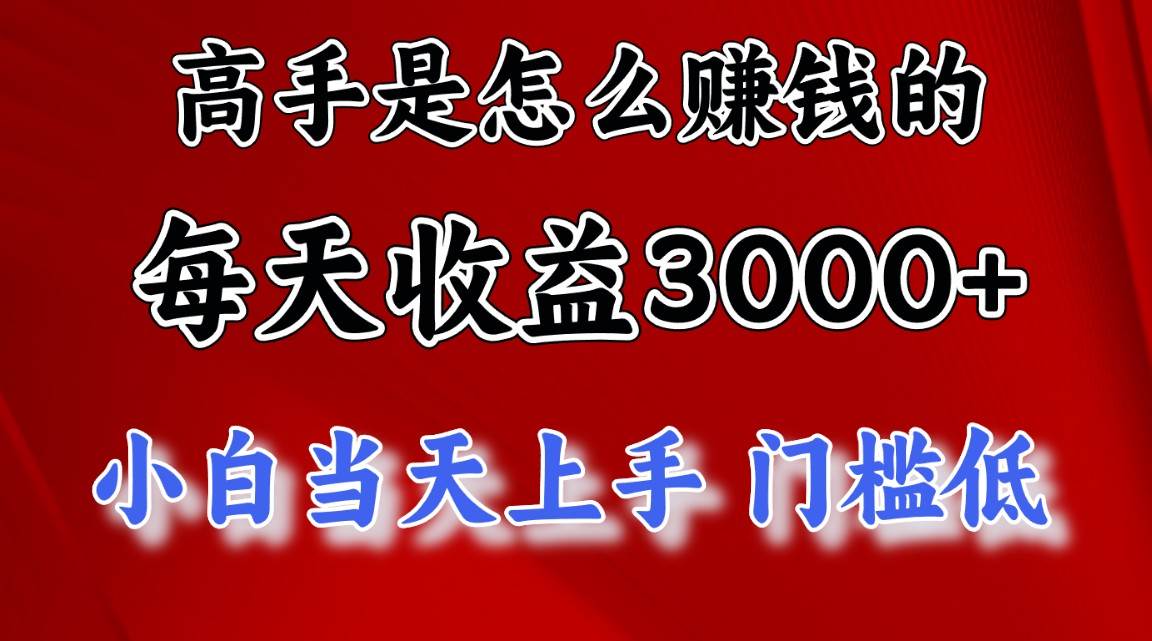 高手是怎么赚钱的，一天收益3000+ 这是穷人逆风翻盘的一个项目，非常…燚龙网创-网创项目资源站-副业项目-创业项目-网赚项目燚龙网创