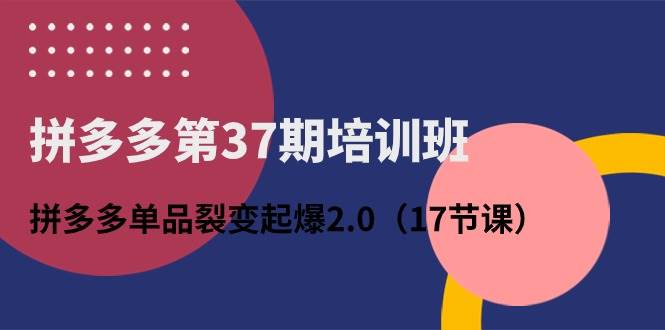 拼多多第37期培训班：拼多多单品裂变起爆2.0（17节课）燚龙网创-网创项目资源站-副业项目-创业项目-网赚项目燚龙网创