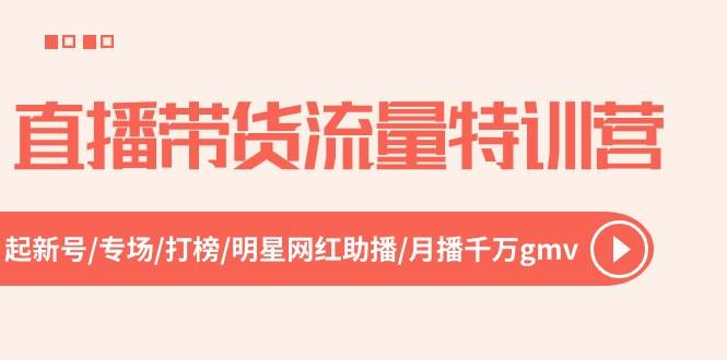 直播带货流量特训营，起新号-专场-打榜-明星网红助播 月播千万gmv（52节）燚龙网创-网创项目资源站-副业项目-创业项目-网赚项目燚龙网创