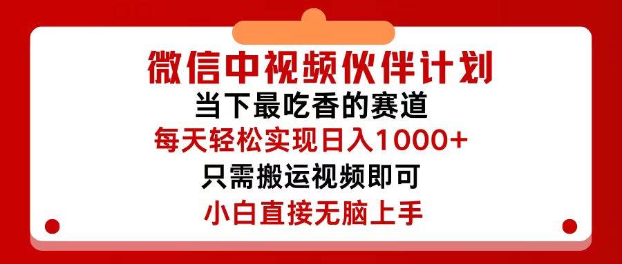 微信中视频伙伴计划，仅靠搬运就能轻松实现日入500+，关键操作还简单，…燚龙网创-网创项目资源站-副业项目-创业项目-网赚项目燚龙网创
