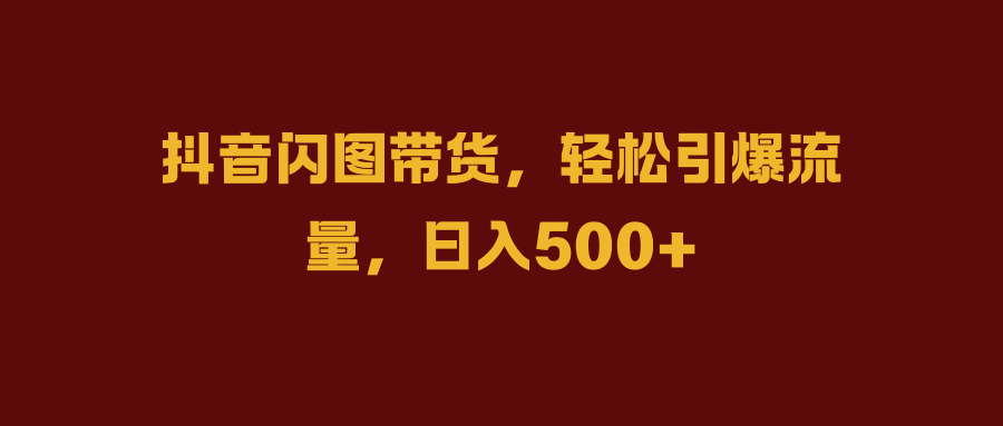 抖音闪图带货，轻松引爆流量，日入500+燚龙网创-网创项目资源站-副业项目-创业项目-网赚项目燚龙网创