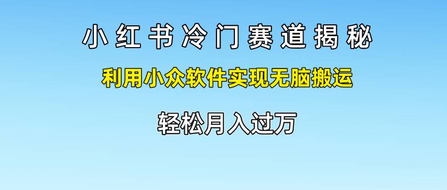 小红书冷门赛道揭秘,轻松月入过万，利用小众软件实现无脑搬运，燚龙网创-网创项目资源站-副业项目-创业项目-网赚项目燚龙网创