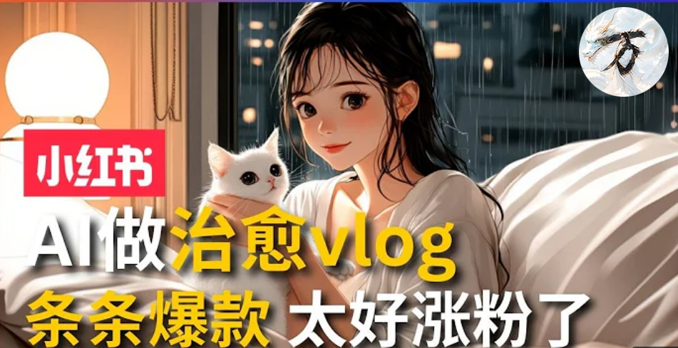 AI治愈系vlog动画视频，小红书7天 涨粉破千，商单报价1500+，0成本制作，日入2000+，有手就会 燚龙网创-网创项目资源站-副业项目-创业项目-网赚项目燚龙网创