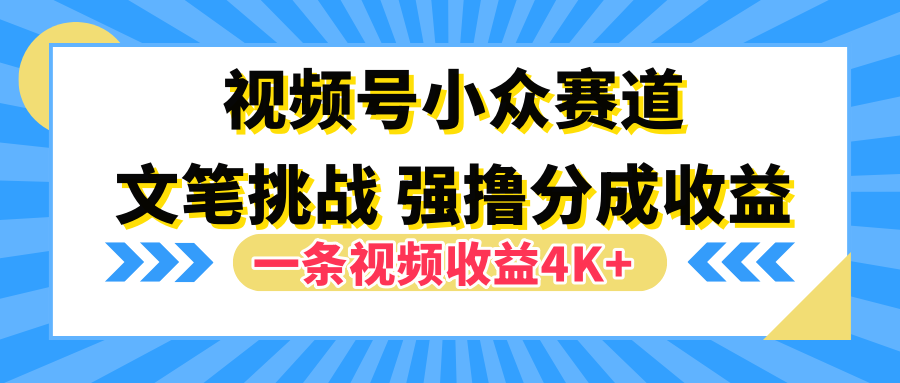 视频号小众赛道，文笔挑战，一条视频收益4K+燚龙网创-网创项目资源站-副业项目-创业项目-网赚项目燚龙网创