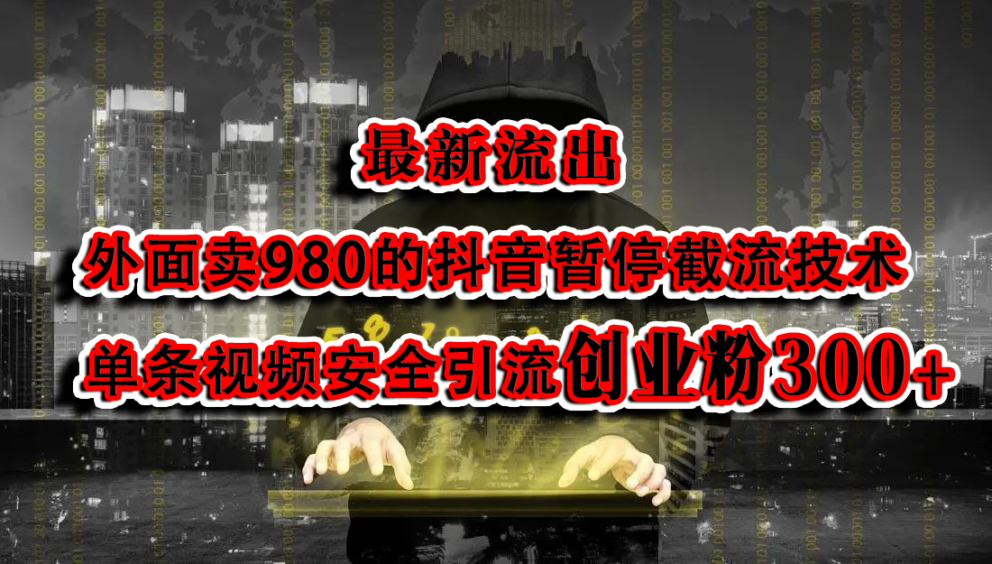 最新流出：外面卖980的抖音暂停截流技术单条视频安全引流创业粉300+燚龙网创-网创项目资源站-副业项目-创业项目-网赚项目燚龙网创