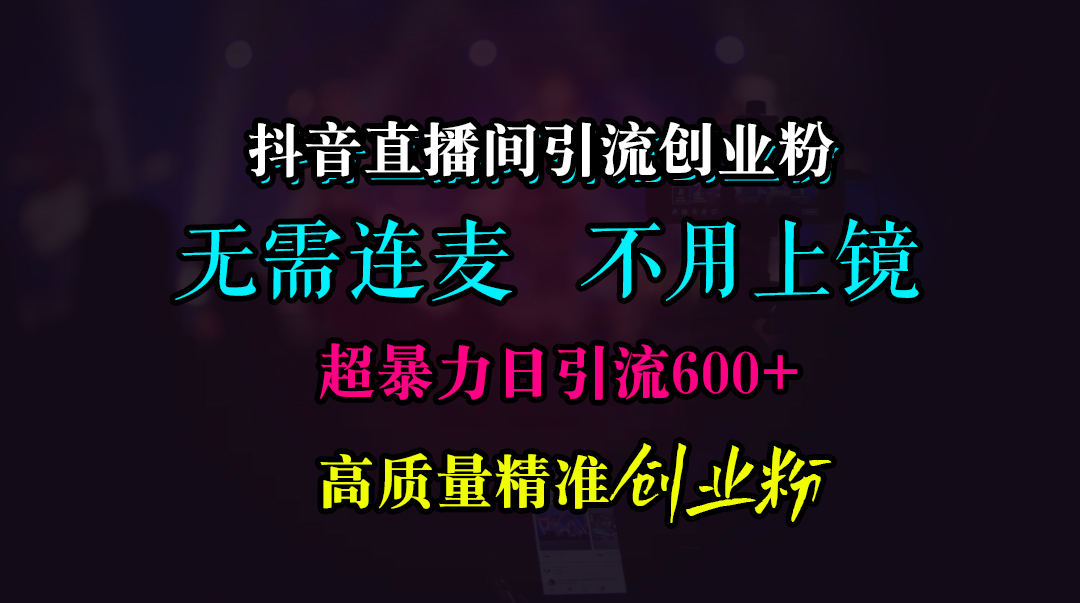 抖音直播间引流创业粉，无需连麦、无需上镜，超暴力日引流600+高质量精准创业粉燚龙网创-网创项目资源站-副业项目-创业项目-网赚项目燚龙网创