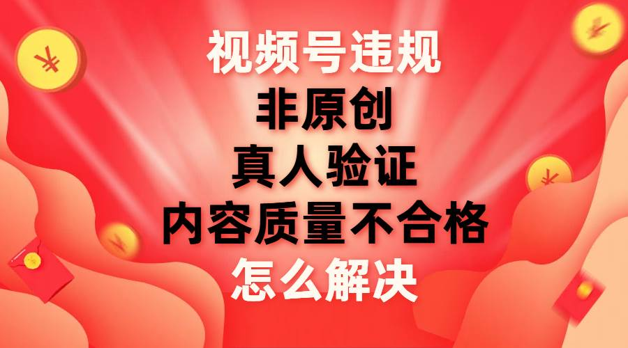 最新视频号【非原创，内容质量不合格，真人验证】违规怎么解决燚龙网创-网创项目资源站-副业项目-创业项目-网赚项目燚龙网创