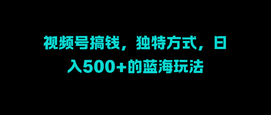 视频号搞钱，独特方式，日入500+的蓝海玩法燚龙网创-网创项目资源站-副业项目-创业项目-网赚项目燚龙网创