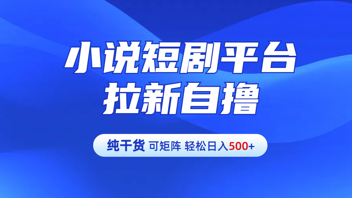 【纯干货】小说短剧平台拉新自撸玩法详解-单人轻松日入500+燚龙网创-网创项目资源站-副业项目-创业项目-网赚项目燚龙网创