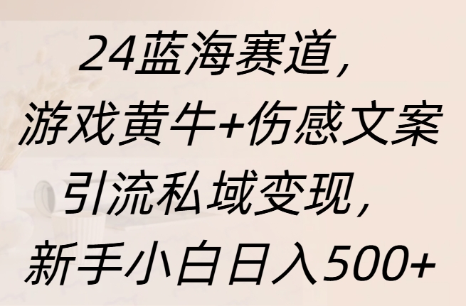 24蓝海赛道，游戏黄牛+伤感文案引流私域变现，新手日入500+燚龙网创-网创项目资源站-副业项目-创业项目-网赚项目燚龙网创