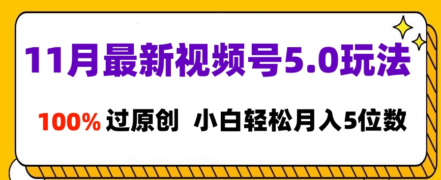 11月最新视频号5.0玩法，100%过原创，小白轻松月入5位数燚龙网创-网创项目资源站-副业项目-创业项目-网赚项目燚龙网创