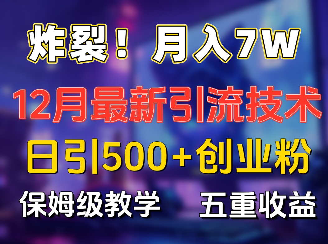 炸裂！月入7W+揭秘12月最新日引流500+精准创业粉，多重收益保姆级教学燚龙网创-网创项目资源站-副业项目-创业项目-网赚项目燚龙网创