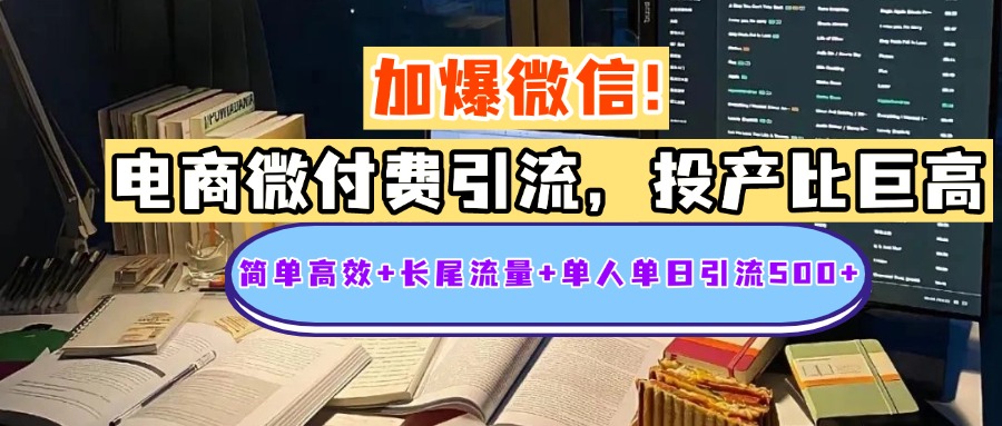 电商微付费引流，投产比巨高，简单高效+长尾流量+粉丝质量高，单人单日引流500+创业粉燚龙网创-网创项目资源站-副业项目-创业项目-网赚项目燚龙网创