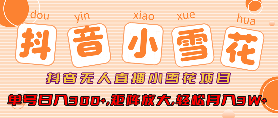 抖音无人直播小雪花项目，单号日入300+,矩阵放大,轻松月入3W+燚龙网创-网创项目资源站-副业项目-创业项目-网赚项目燚龙网创