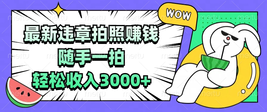 最新违章拍照赚钱，随手一拍，轻松收入3000+燚龙网创-网创项目资源站-副业项目-创业项目-网赚项目燚龙网创