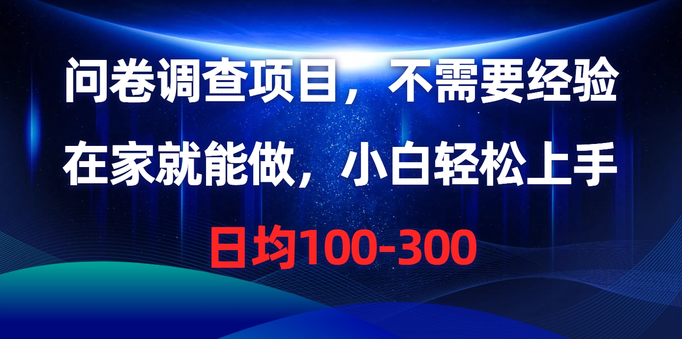 问卷调查项目，在家就能做，不需要经验，日均100-300燚龙网创-网创项目资源站-副业项目-创业项目-网赚项目燚龙网创