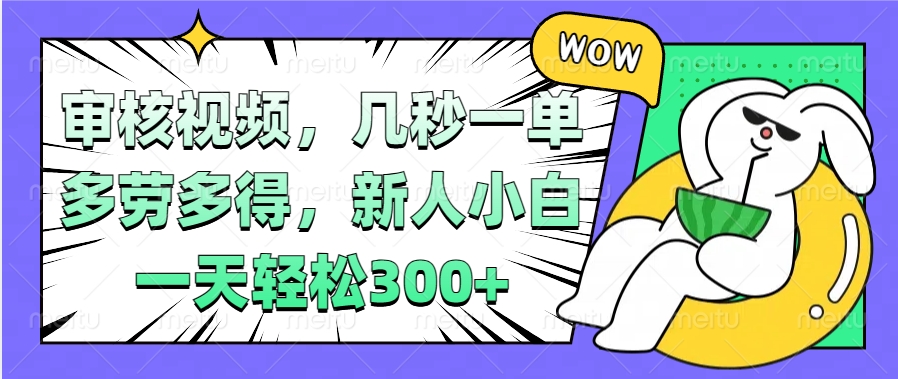 视频审核项目，几秒一单，多劳多得，新人小白一天轻松300+燚龙网创-网创项目资源站-副业项目-创业项目-网赚项目燚龙网创
