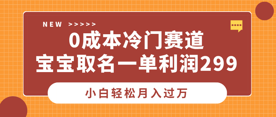 0成本冷门赛道，宝宝取名一单利润299，小白轻松月入过万燚龙网创-网创项目资源站-副业项目-创业项目-网赚项目燚龙网创