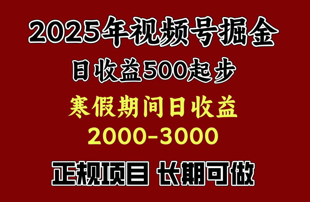 最新视频号项目，单账号日收益500起步，寒假期间日收益2000-3000左右，燚龙网创-网创项目资源站-副业项目-创业项目-网赚项目燚龙网创