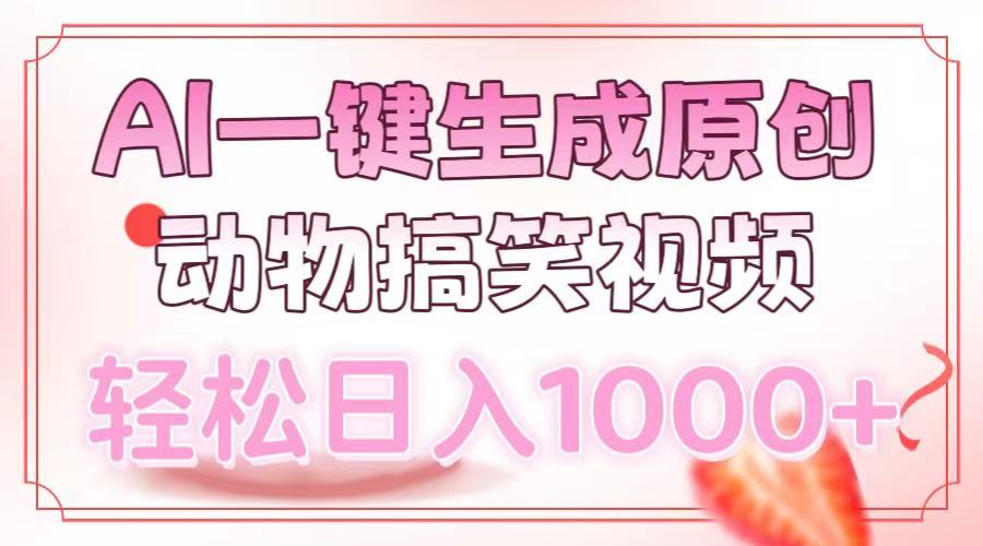 AI一键生成原创动物搞笑视频，轻松日入1000+燚龙网创-网创项目资源站-副业项目-创业项目-网赚项目燚龙网创