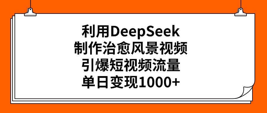 利用DeepSeek制作治愈风景视频，引爆短视频流量，单日变现1000+燚龙网创-网创项目资源站-副业项目-创业项目-网赚项目燚龙网创