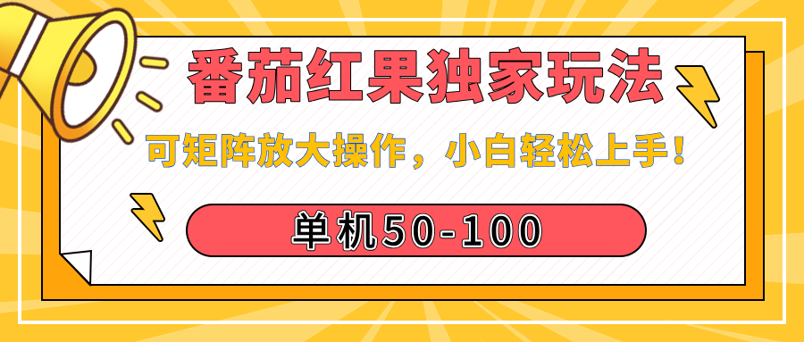 番茄红果独家玩法，单机50-100，可矩阵放大操作，小白轻松上手！燚龙网创-网创项目资源站-副业项目-创业项目-网赚项目燚龙网创