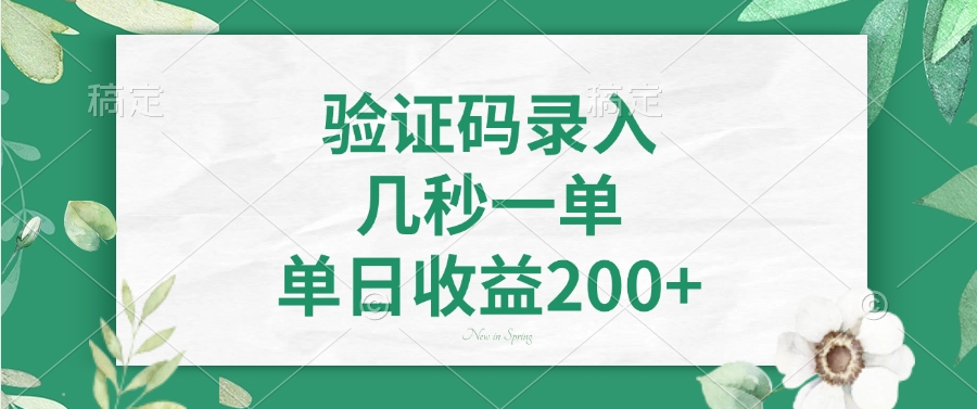 验证码录入，看图识字，几秒一单，单日收益200+燚龙网创-网创项目资源站-副业项目-创业项目-网赚项目燚龙网创