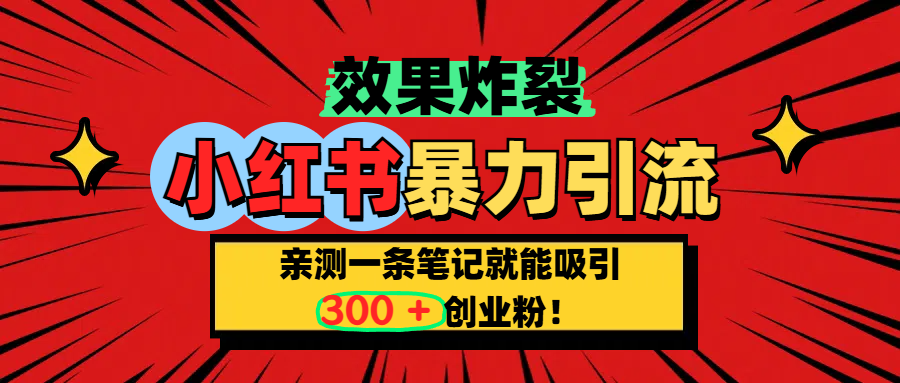 小红书炸裂玩法，亲测一条笔记就能吸引300+精准创业粉！燚龙网创-网创项目资源站-副业项目-创业项目-网赚项目燚龙网创