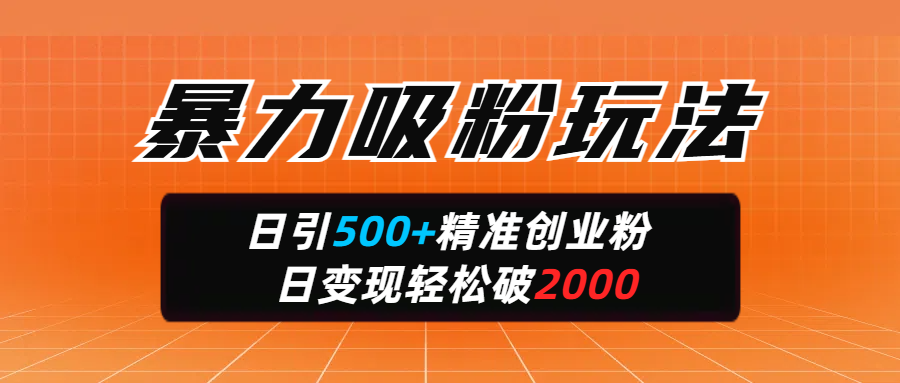 暴力吸粉玩法，日引500+精准创业粉，日变现轻松破2000燚龙网创-网创项目资源站-副业项目-创业项目-网赚项目燚龙网创