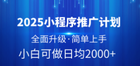 2025小程序推广计划，全面升级，简单上手，日均2000+燚龙网创-网创项目资源站-副业项目-创业项目-网赚项目燚龙网创