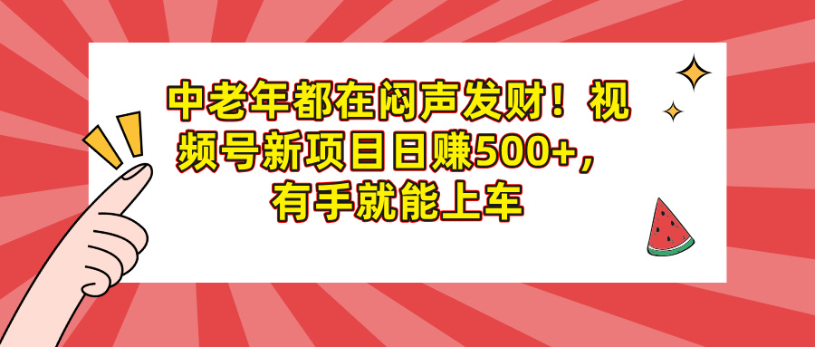 中老年都在闷声发财！视频号新项目日赚500+，有手就能上车燚龙网创-网创项目资源站-副业项目-创业项目-网赚项目燚龙网创