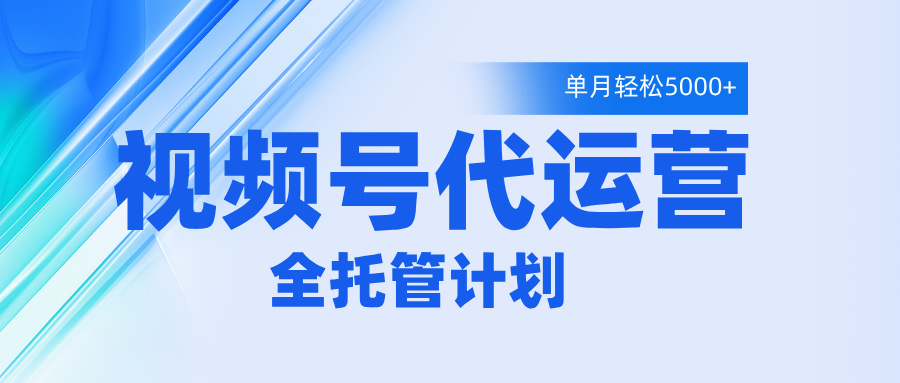 视频号代运营2.0，全程托管招募，单月轻松变现5000+燚龙网创-网创项目资源站-副业项目-创业项目-网赚项目燚龙网创
