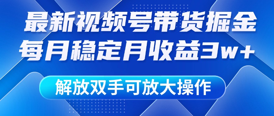 最新视频号带货掘金项目，每月稳定月收益3w+，解放双手，可放大操作燚龙网创-网创项目资源站-副业项目-创业项目-网赚项目燚龙网创