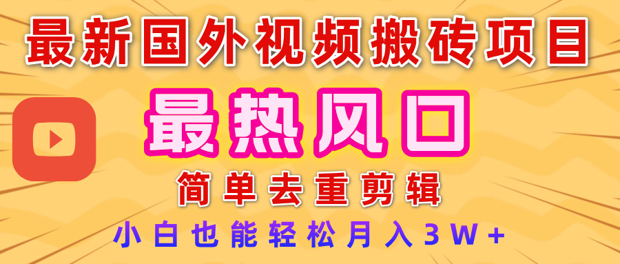 2025最新热门风口，国外视频搬砖项目，简单去重剪辑，小白也能轻松月入3W+燚龙网创-网创项目资源站-副业项目-创业项目-网赚项目燚龙网创