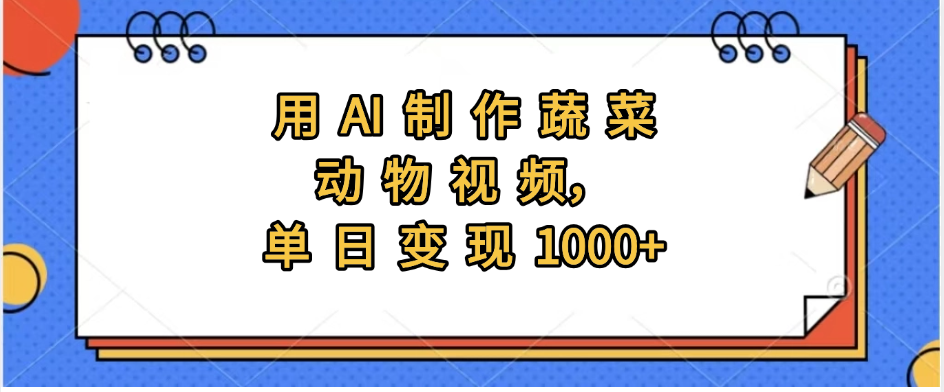 用AI制作蔬菜动物视频，实现日入1000+燚龙网创-网创项目资源站-副业项目-创业项目-网赚项目燚龙网创