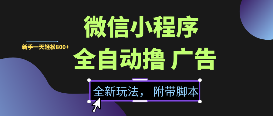 微信小程序挂机撸广告，全新玩法，新手一天轻松800+【附带脚本】燚龙网创-网创项目资源站-副业项目-创业项目-网赚项目燚龙网创