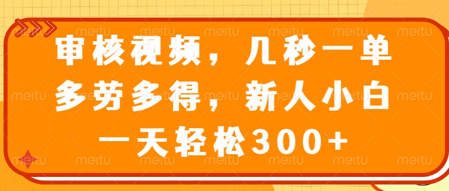 视频审核员，几秒一单，多劳多得，新人小白一天轻松300+燚龙网创-网创项目资源站-副业项目-创业项目-网赚项目燚龙网创